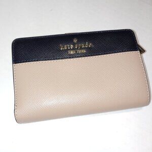 Kate Spade Bi-fold  Saffiano Colorblock Black Cream Wallet OS